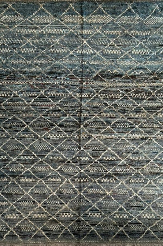 Modern Design Afghan Handmade Rug- 8.3' x 5.7'