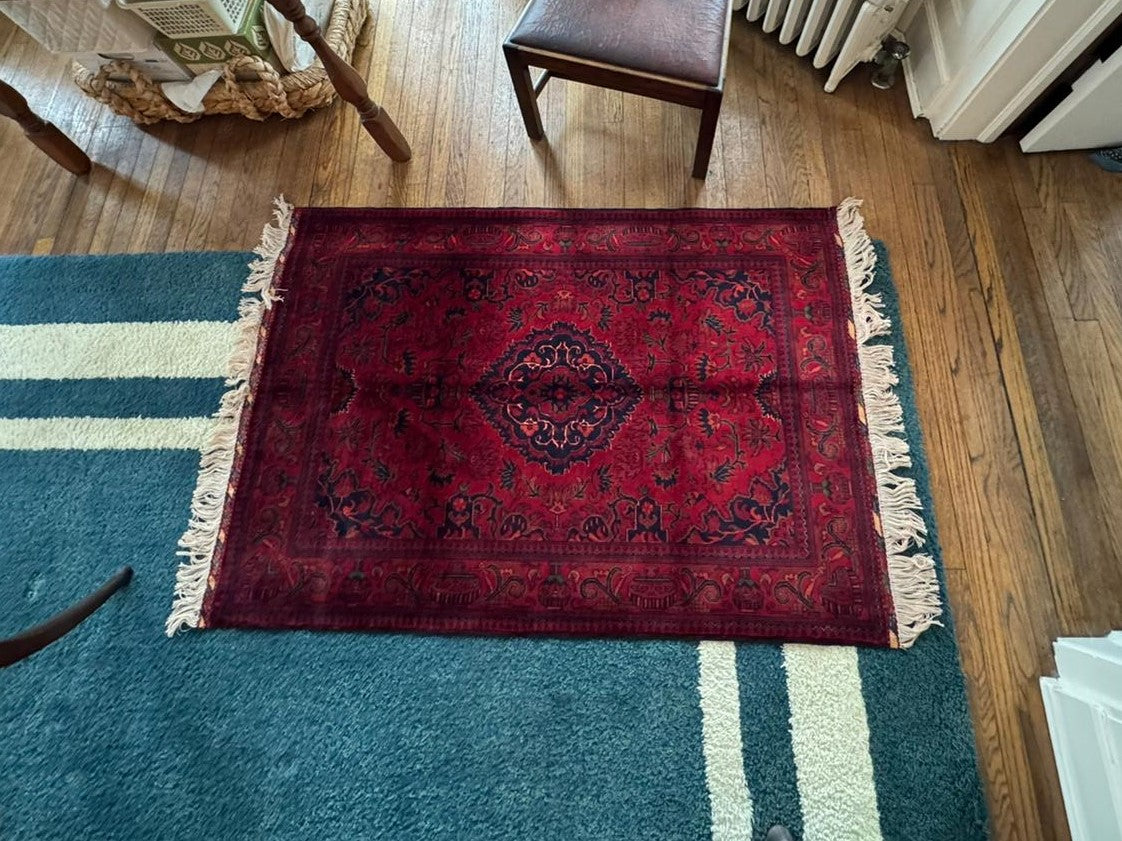 Hand-Knotted Afghan Rug - 5' x 3.3' Koza Naksha