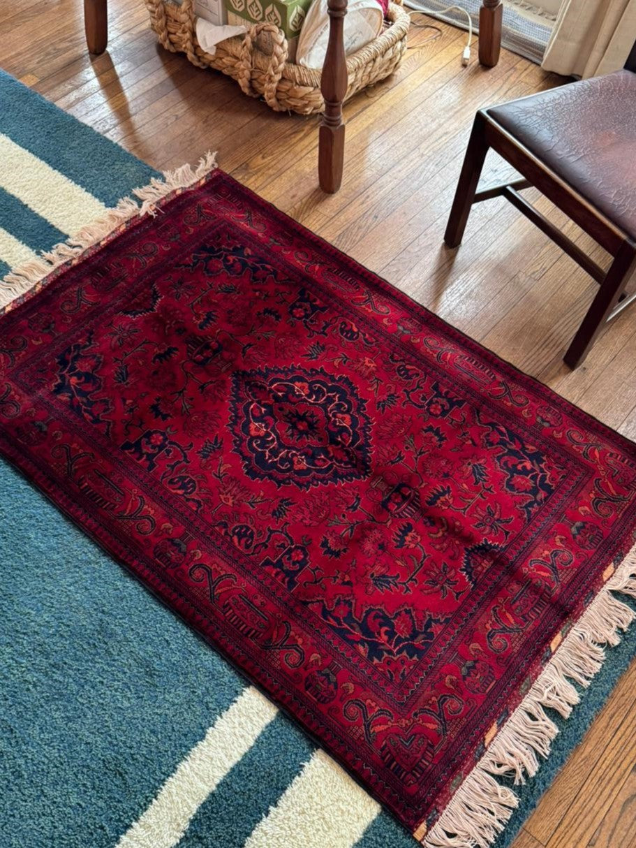 Hand-Knotted Afghan Rug - 5' x 3.3' Koza Naksha