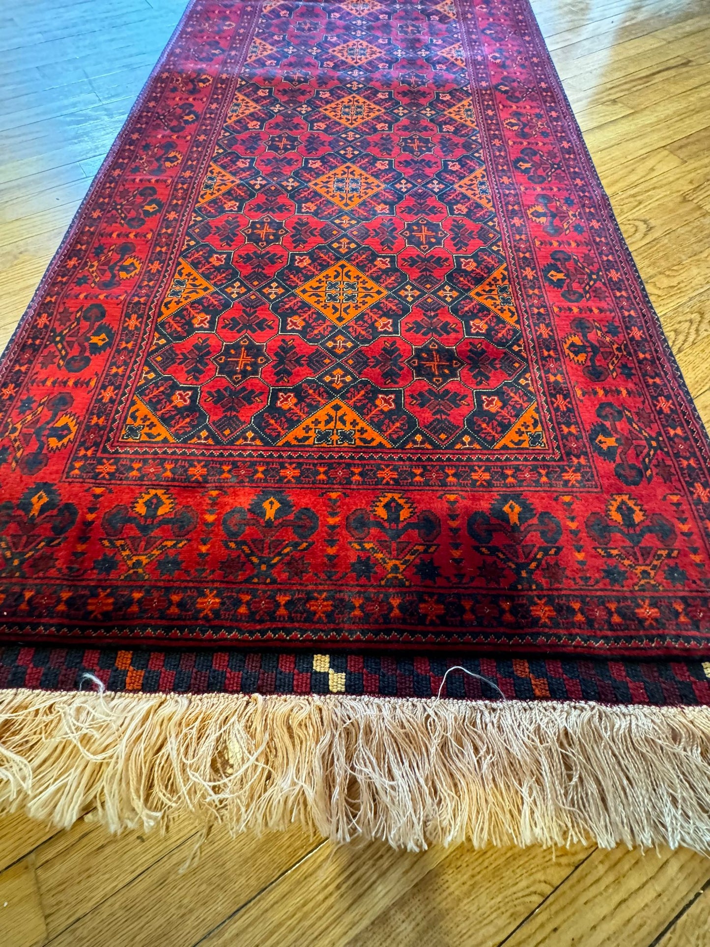 Traditional Usofi Runner Rug 9.9x2.8ft - Authentic Mazar Weaving Heritage