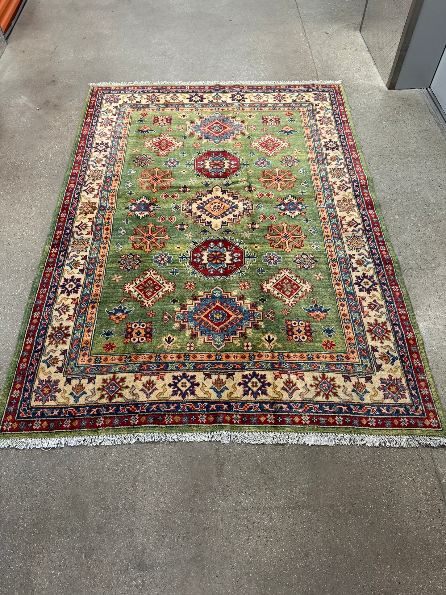 Vibrant Woolen Qazaq Rug (7 x 5 ft)