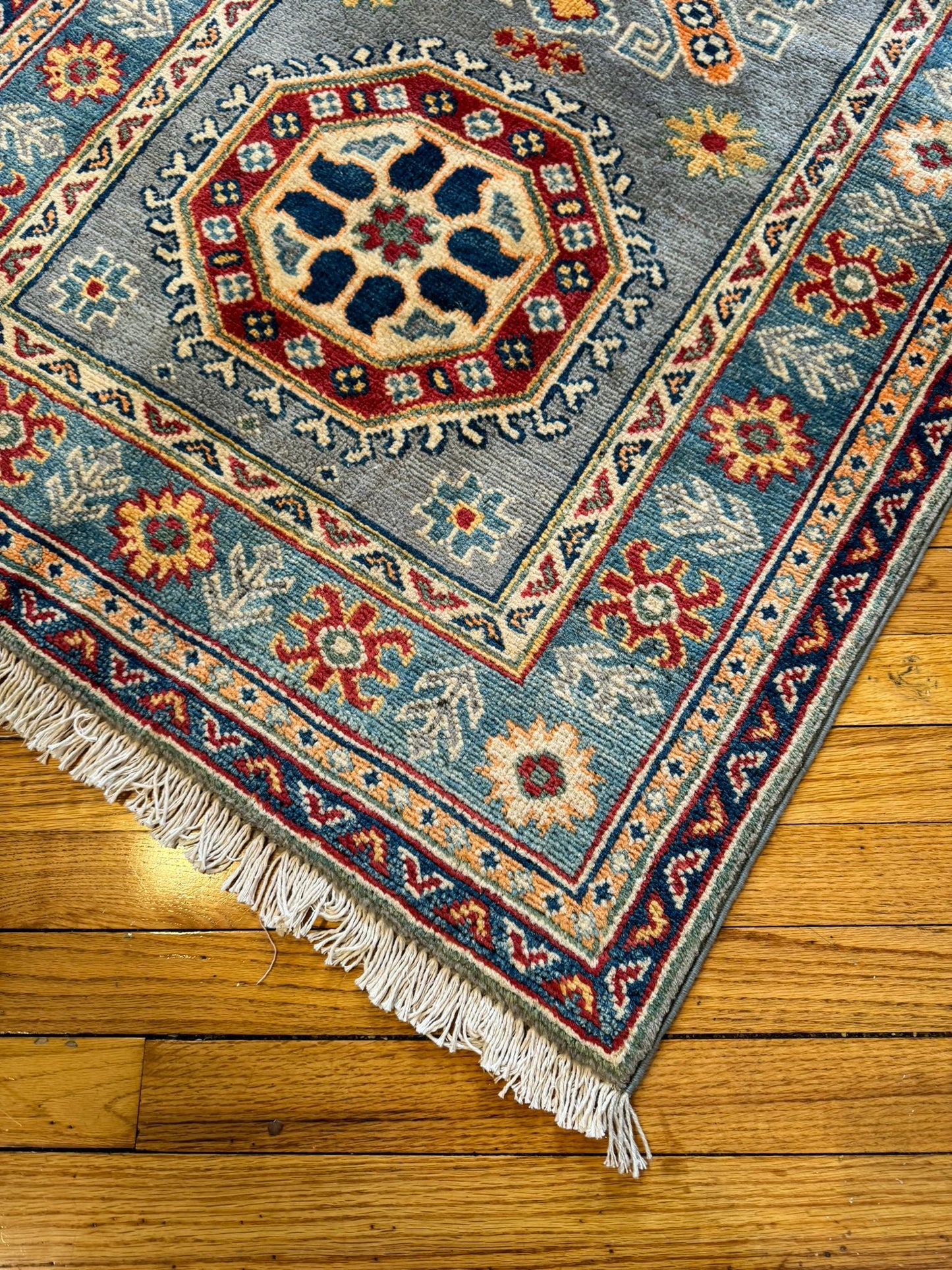 Vibrant Qazaq Runner Rug - 9.6x2.8 ft