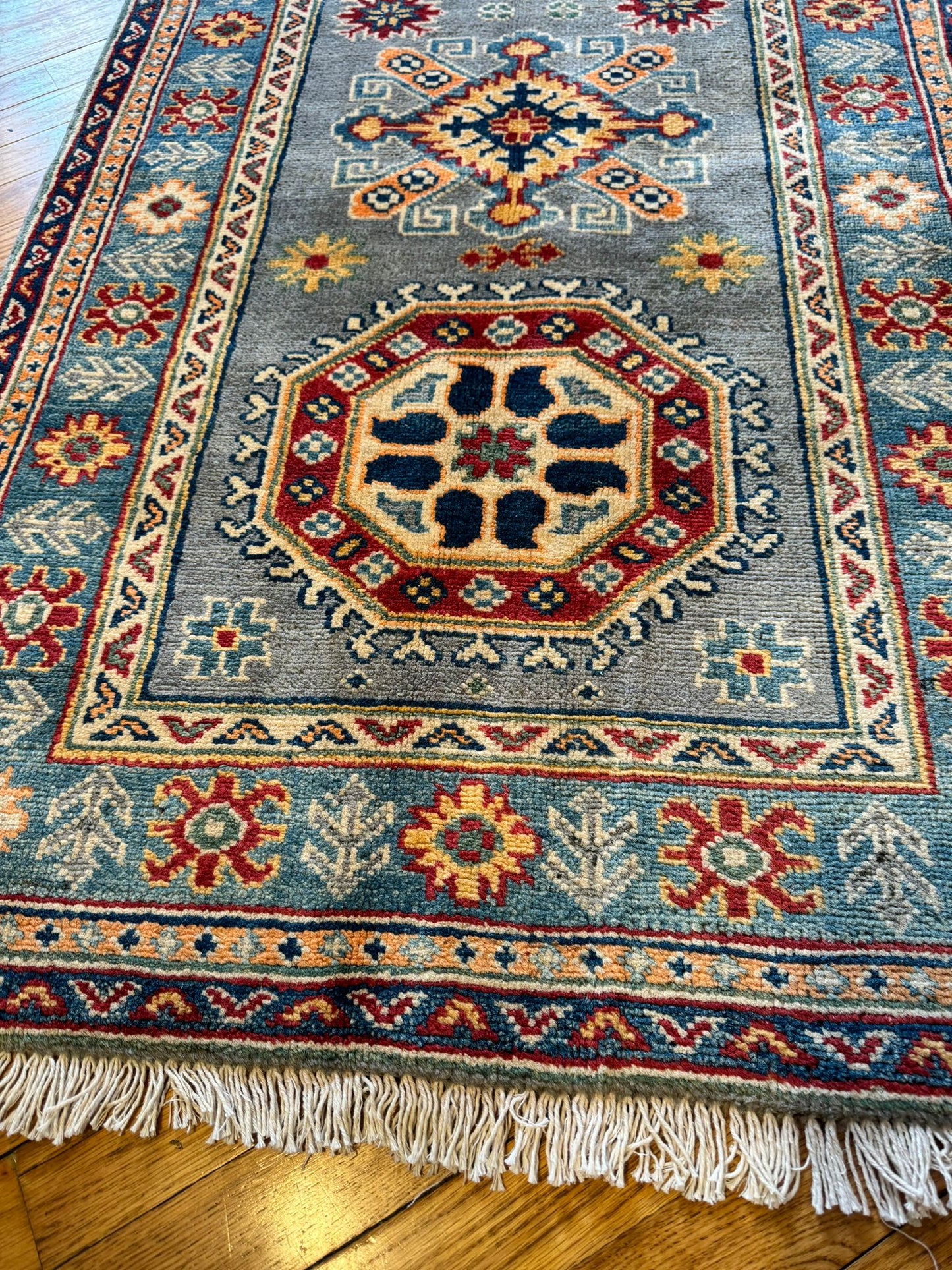 Vibrant Qazaq Runner Rug - 9.6x2.8 ft