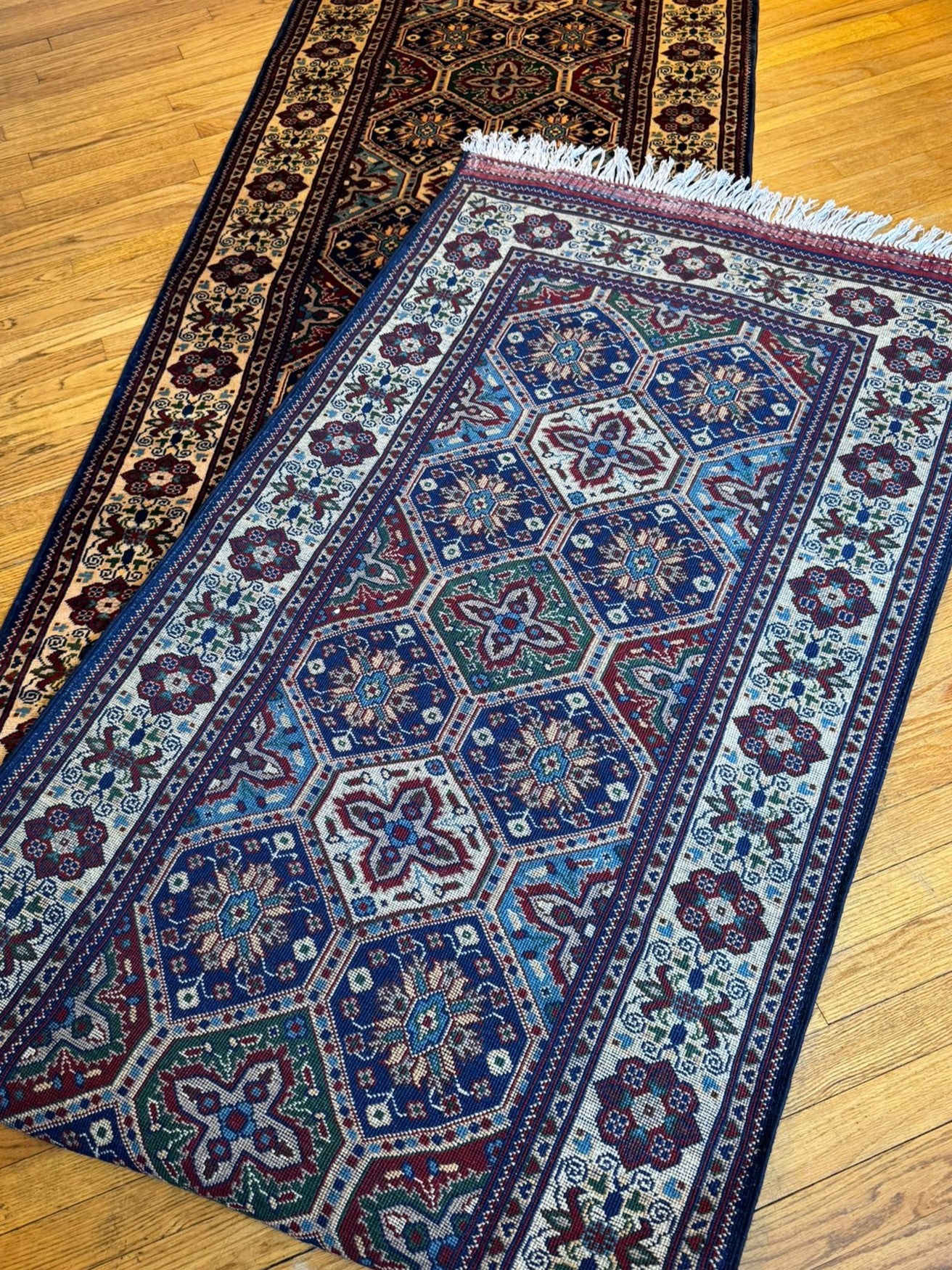 Traditional Kashi Runner Rug - 12.9x2.8 ft