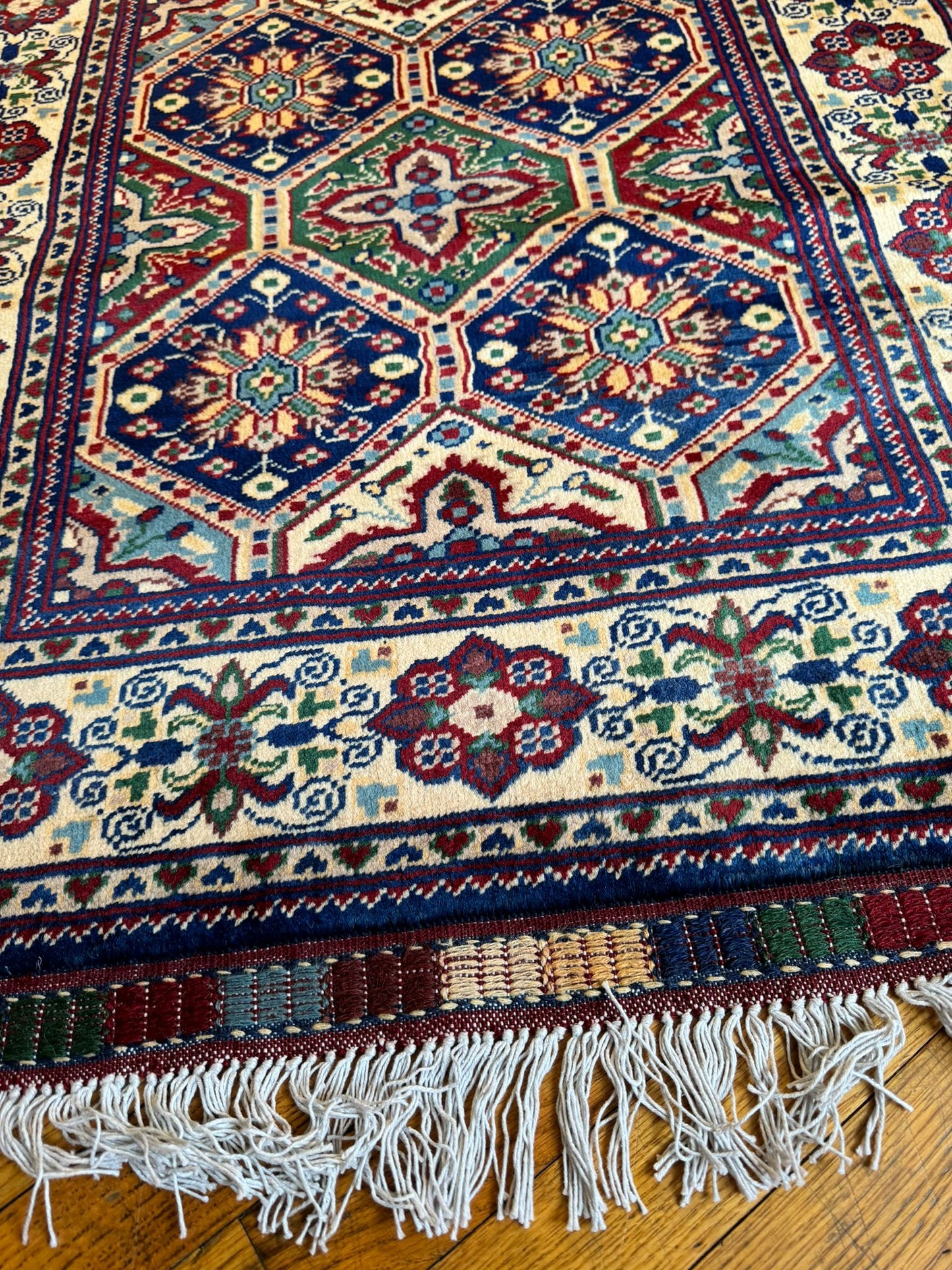 Traditional Kashi Runner Rug - 12.9x2.8 ft