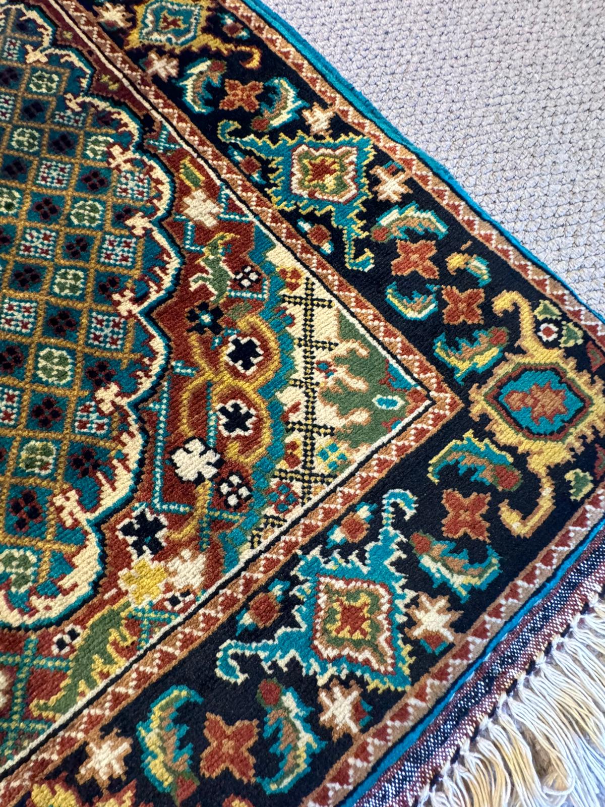 Exquisite Reza Mahi Aqcha Hand-Knotted Rug (4.3 x 2.7 ft)