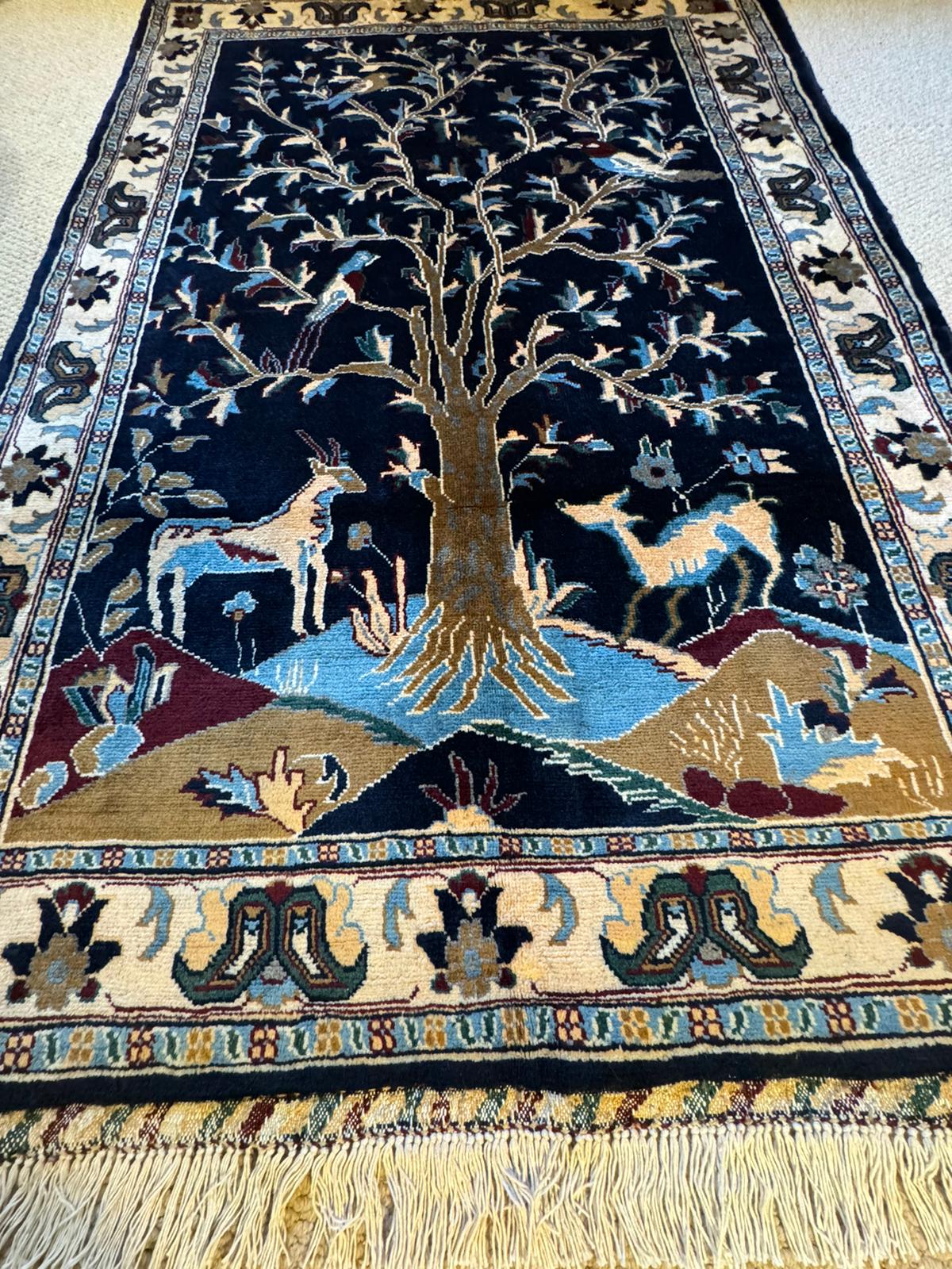 Hand-Knotted Tree of Life Rug (5 x 3.3 ft)