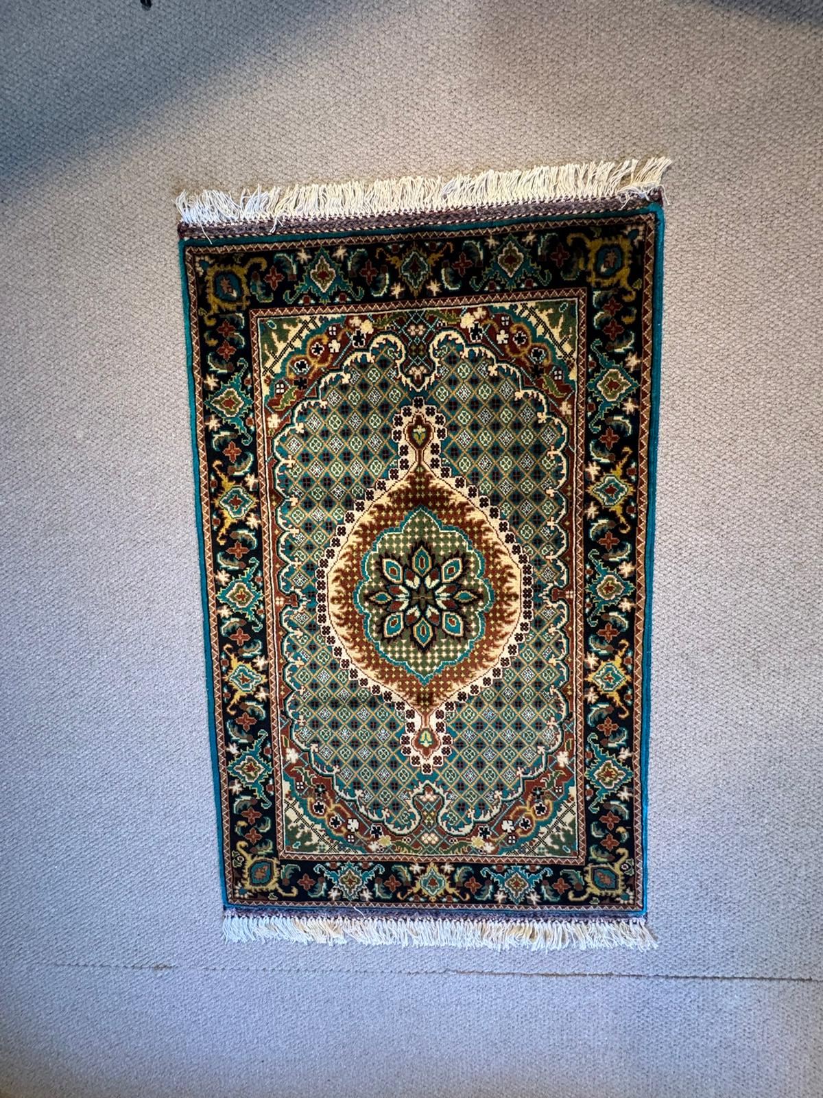 Exquisite Reza Mahi Aqcha Hand-Knotted Rug (4.3 x 2.7 ft)