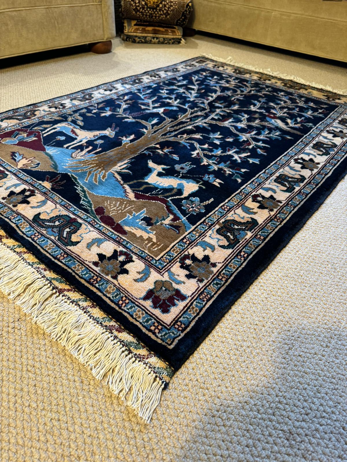 Hand-Knotted Tree of Life Rug (5 x 3.3 ft)