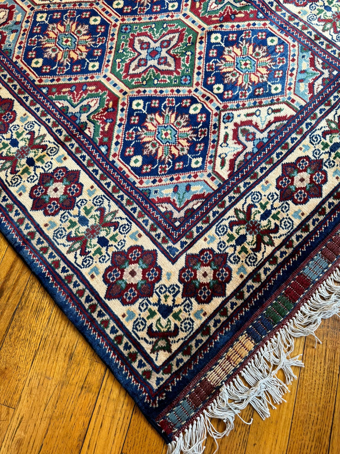 Traditional Kashi Runner Rug - 12.9x2.8 ft