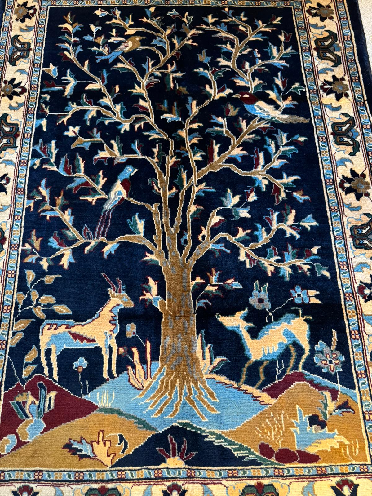 Hand-Knotted Tree of Life Rug (5 x 3.3 ft)