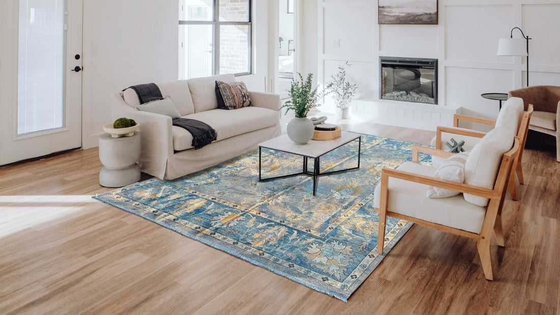 Handmade Afghan Rugs in a Minimalistic Living Room