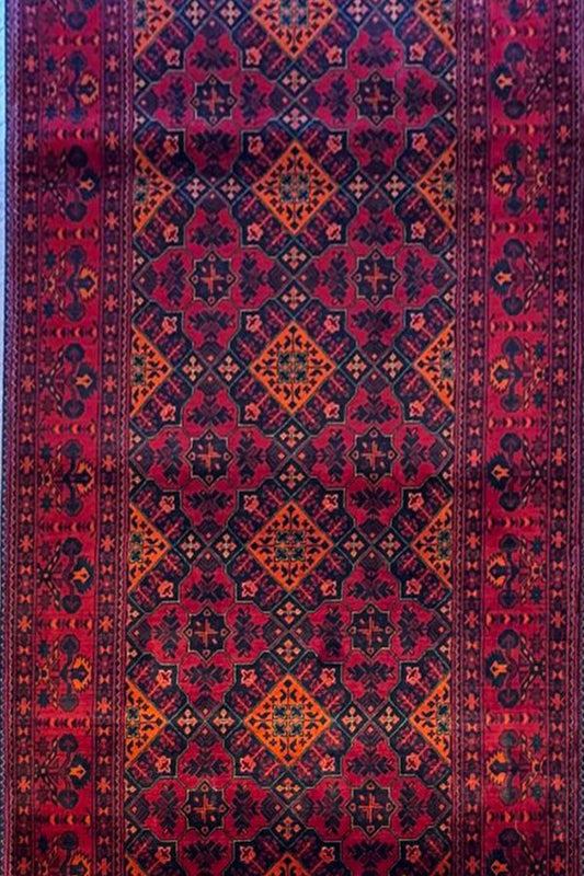 Traditional Usofi Runner Rug 9.9x2.8ft - Authentic Mazar Weaving Heritage