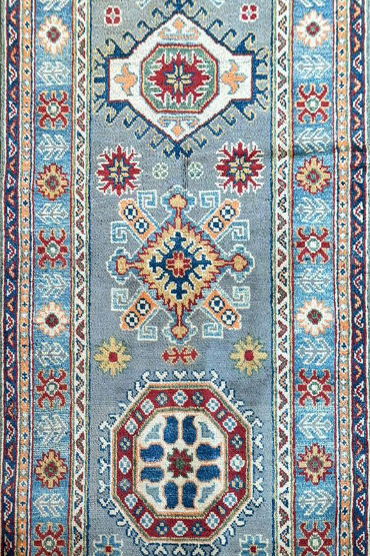 Vibrant Qazaq Runner Rug - 9.6x2.8 ft