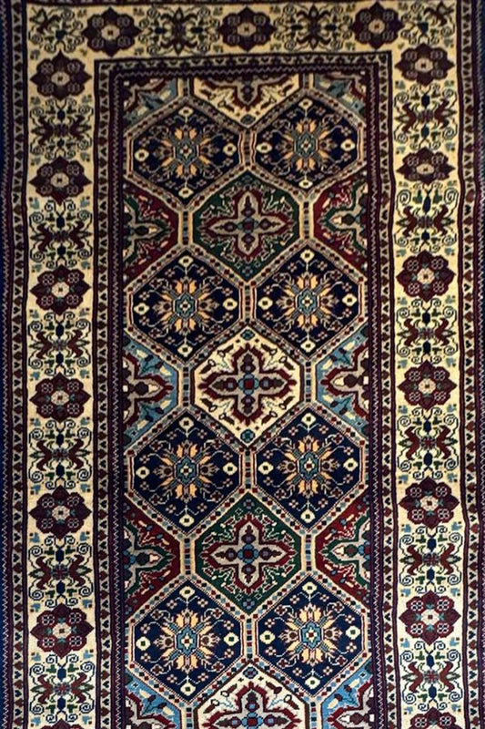 Traditional Kashi Runner Rug - 12.9x2.8 ft