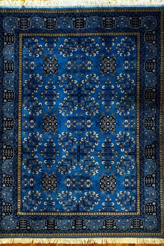 Traditional Bukhara Design- Afghan Hand-Knotted Rug