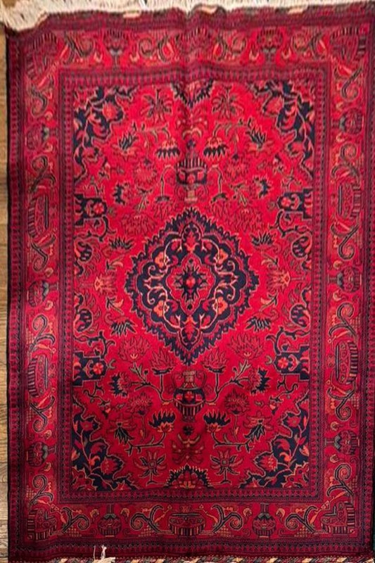 Hand-Knotted Afghan Rug - 5' x 3.3' Koza Naksha