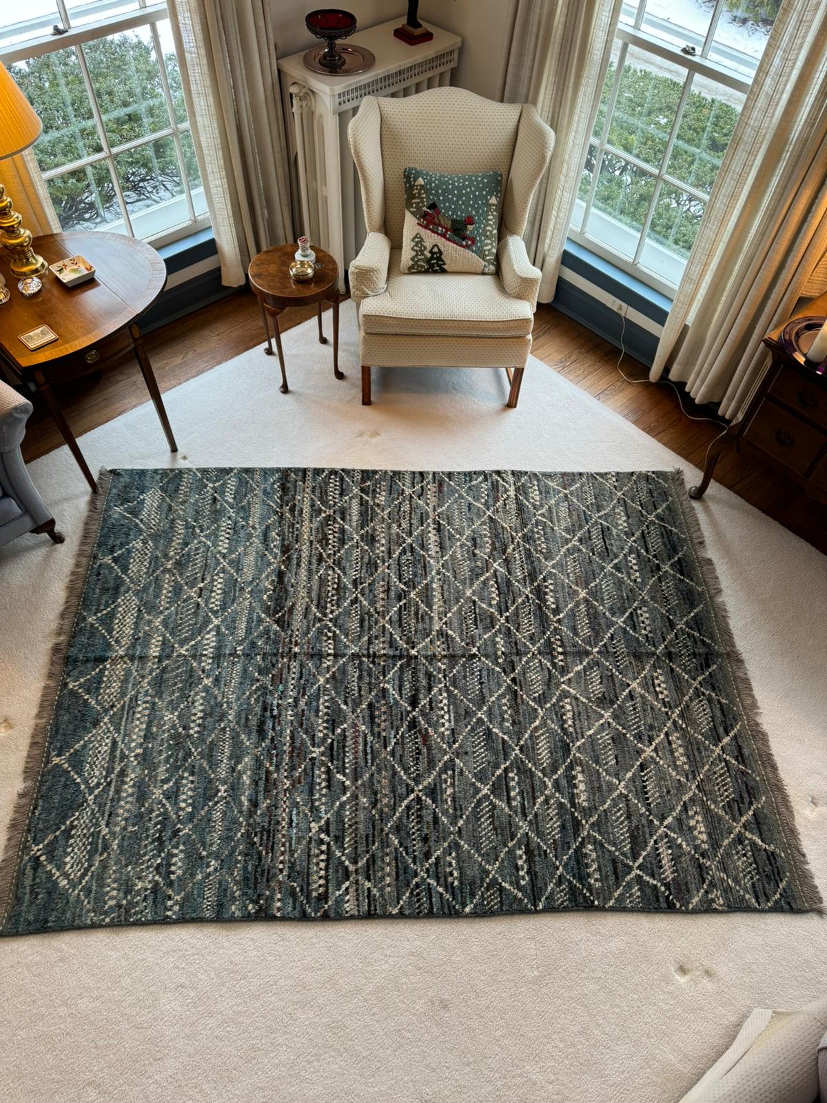 Modern Design Afghan Handmade Rug- 8.3' x 5.7'