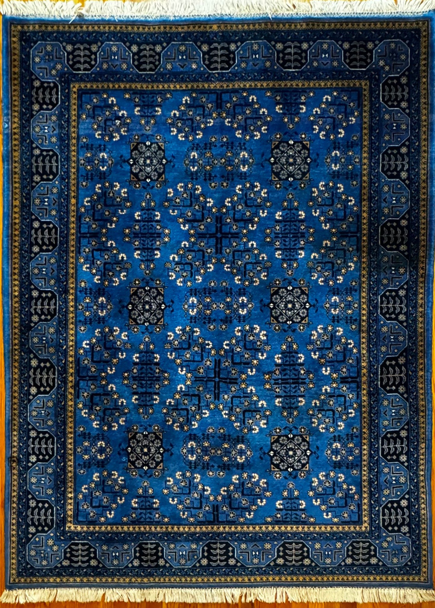 Traditional Bukhara Design- Afghan Hand-Knotted Rug