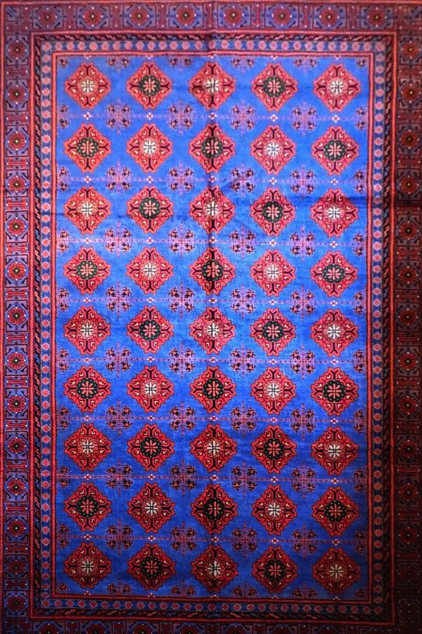 Handmade Yamoot Wool Rug 10x6.7ft - Traditional Mazar Sharif Artisan Carpet