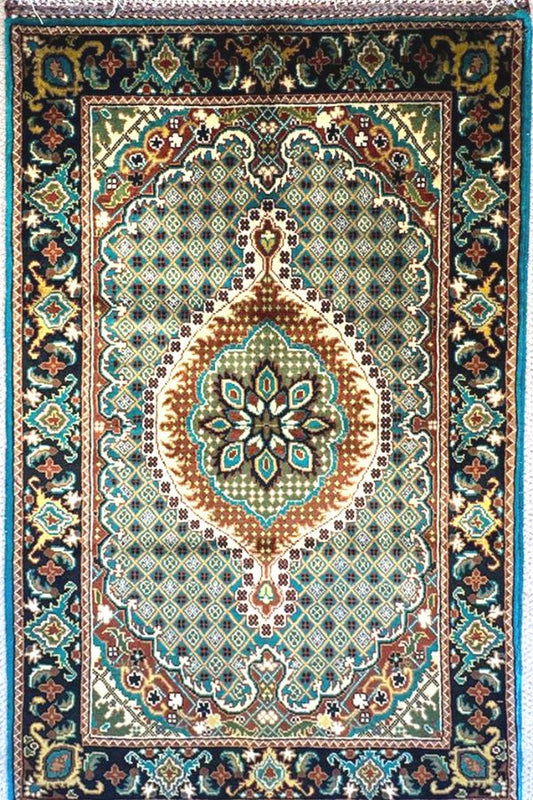 Exquisite Reza Mahi Aqcha Hand-Knotted Rug (4.3 x 2.7 ft)