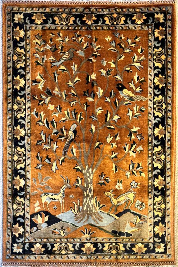 Hand-Knotted Tree of Life Rug (5 x 3.3 ft)