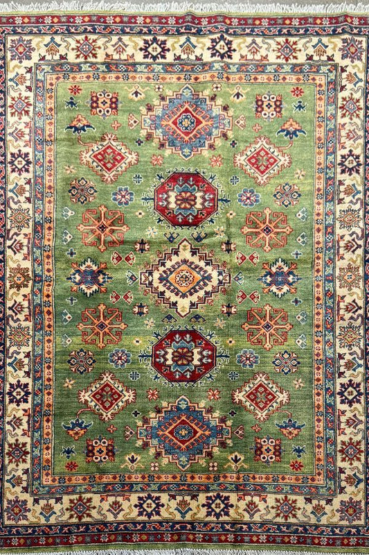 Vibrant Woolen Qazaq Rug (7 x 5 ft)