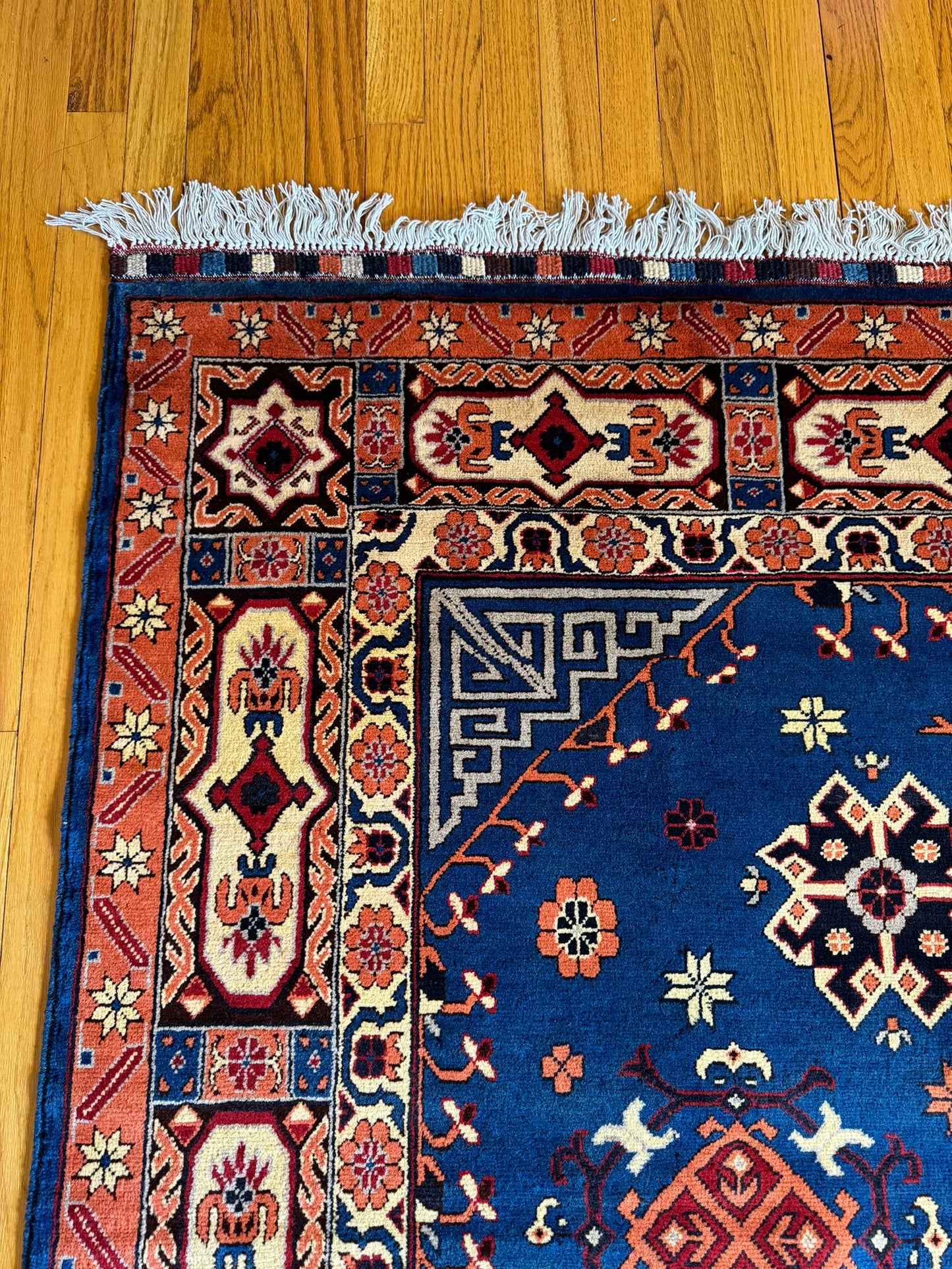 Mazari Qazaq Heritage Wool Rug - 10x6.8 Feet Lapis Hues