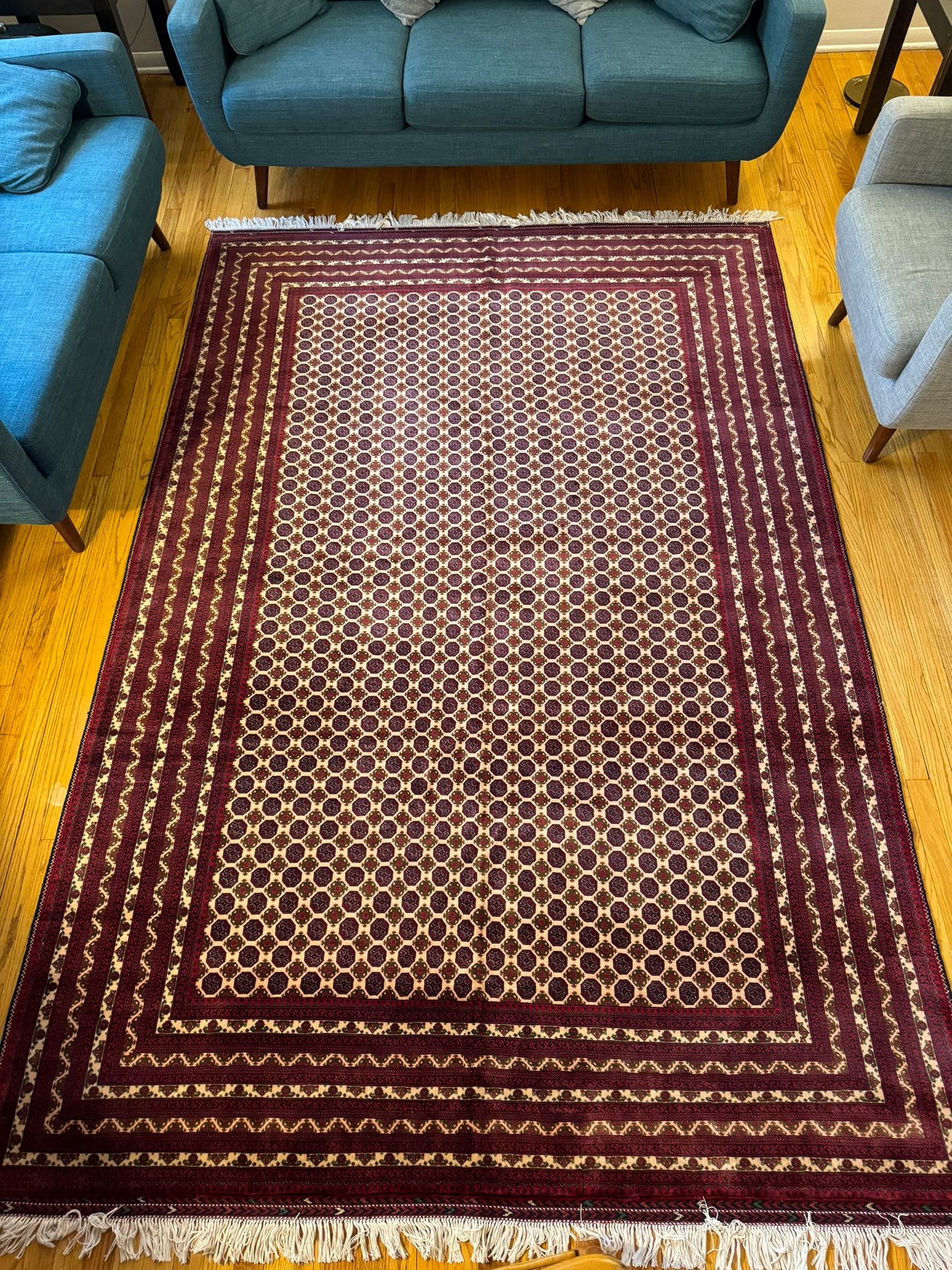 Mazar-i-Sharif Khoja Roshnayee Rug - 10.6x7 Feet