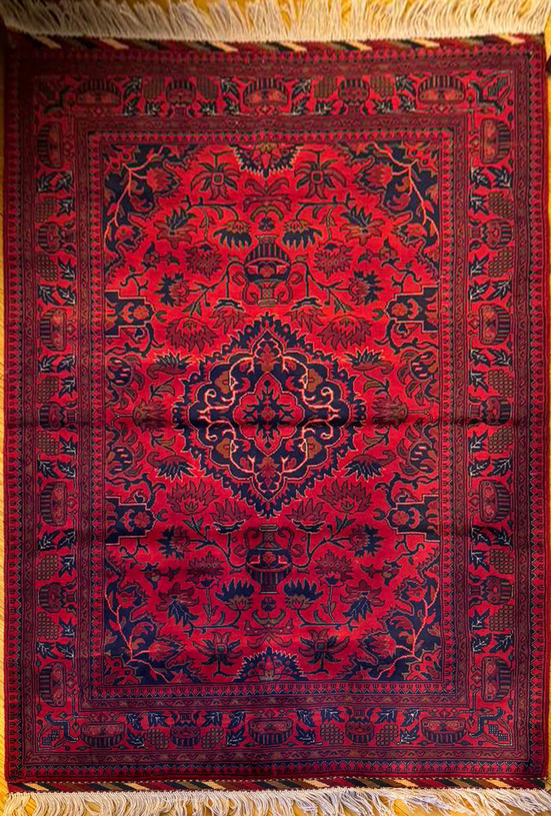 Ruby Red Hand-Knotted Rug - 5x3ft