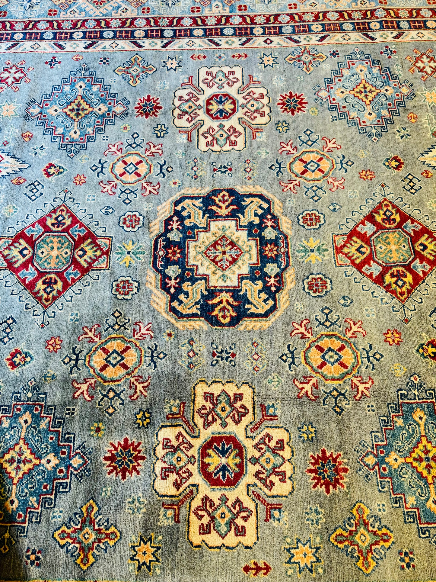 Elegant 9x12 ft Qazaq Design Afghan Rug