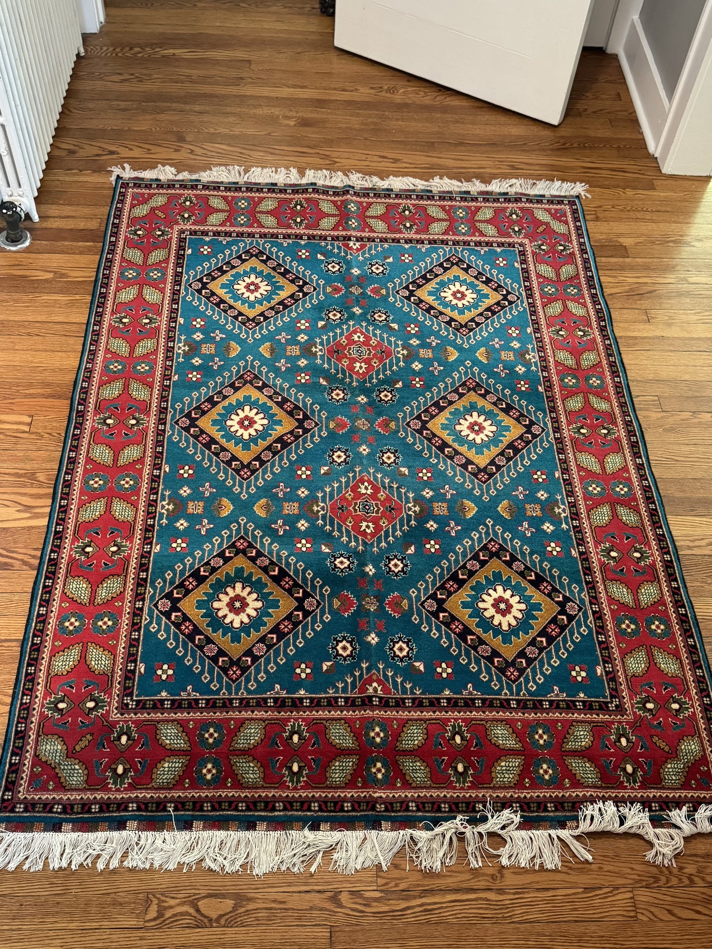 Handwoven 6.8x5 ft Waziry Rug - Mazar Sharif Design