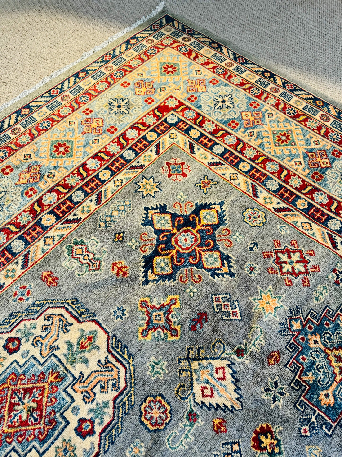 Elegant 9x12 ft Qazaq Design Afghan Rug