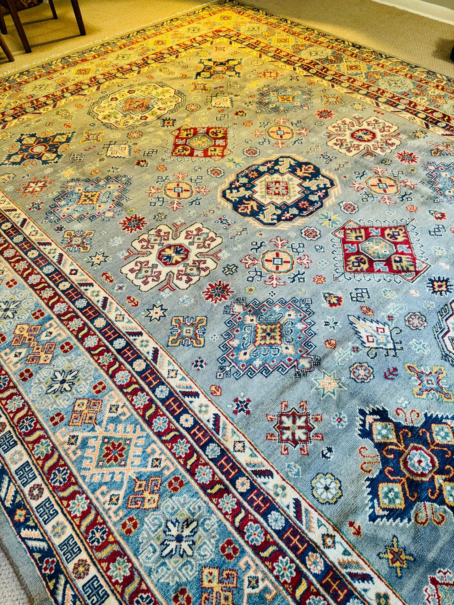 Elegant 9x12 ft Qazaq Design Afghan Rug