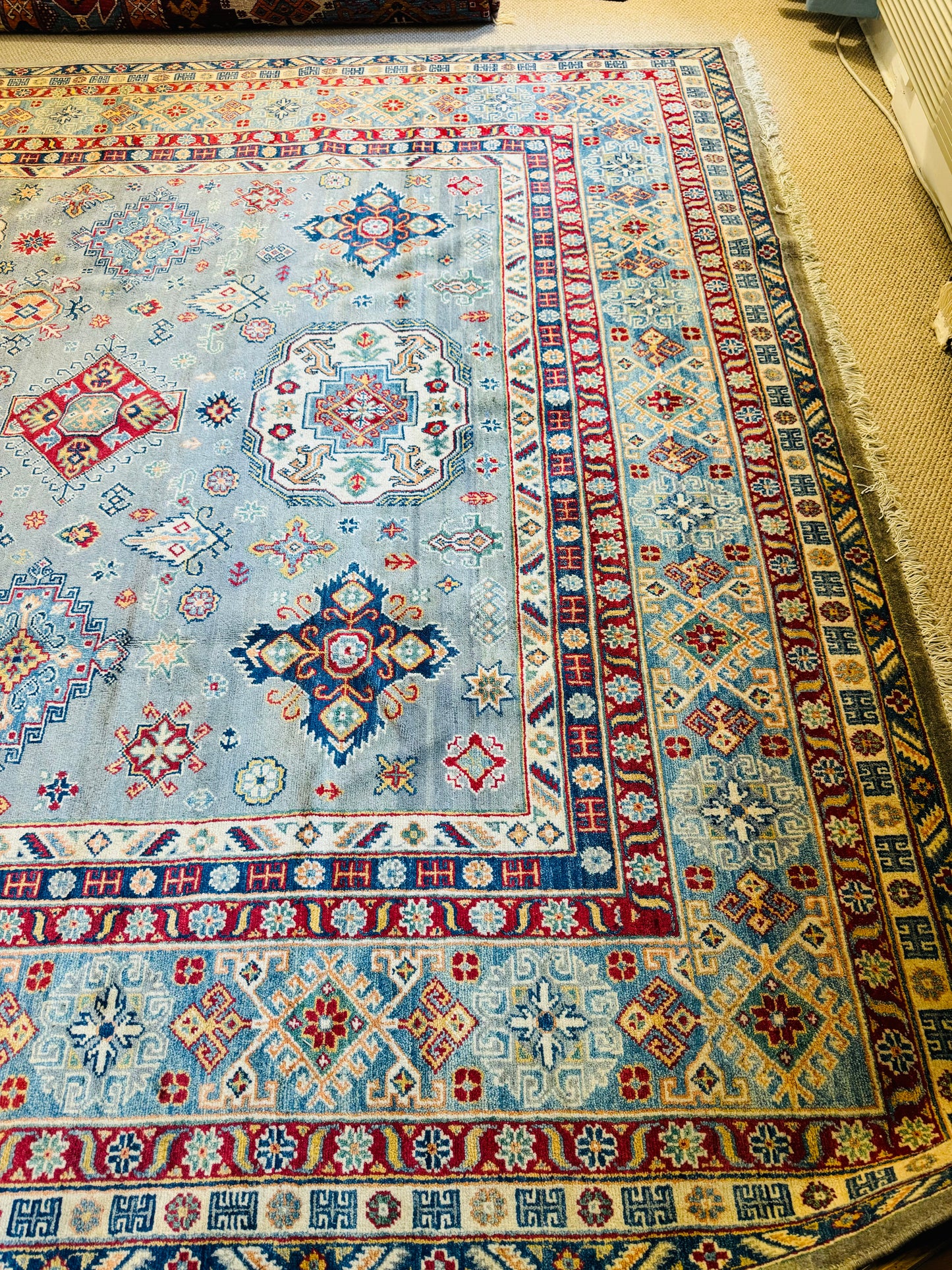 Elegant 9x12 ft Qazaq Design Afghan Rug