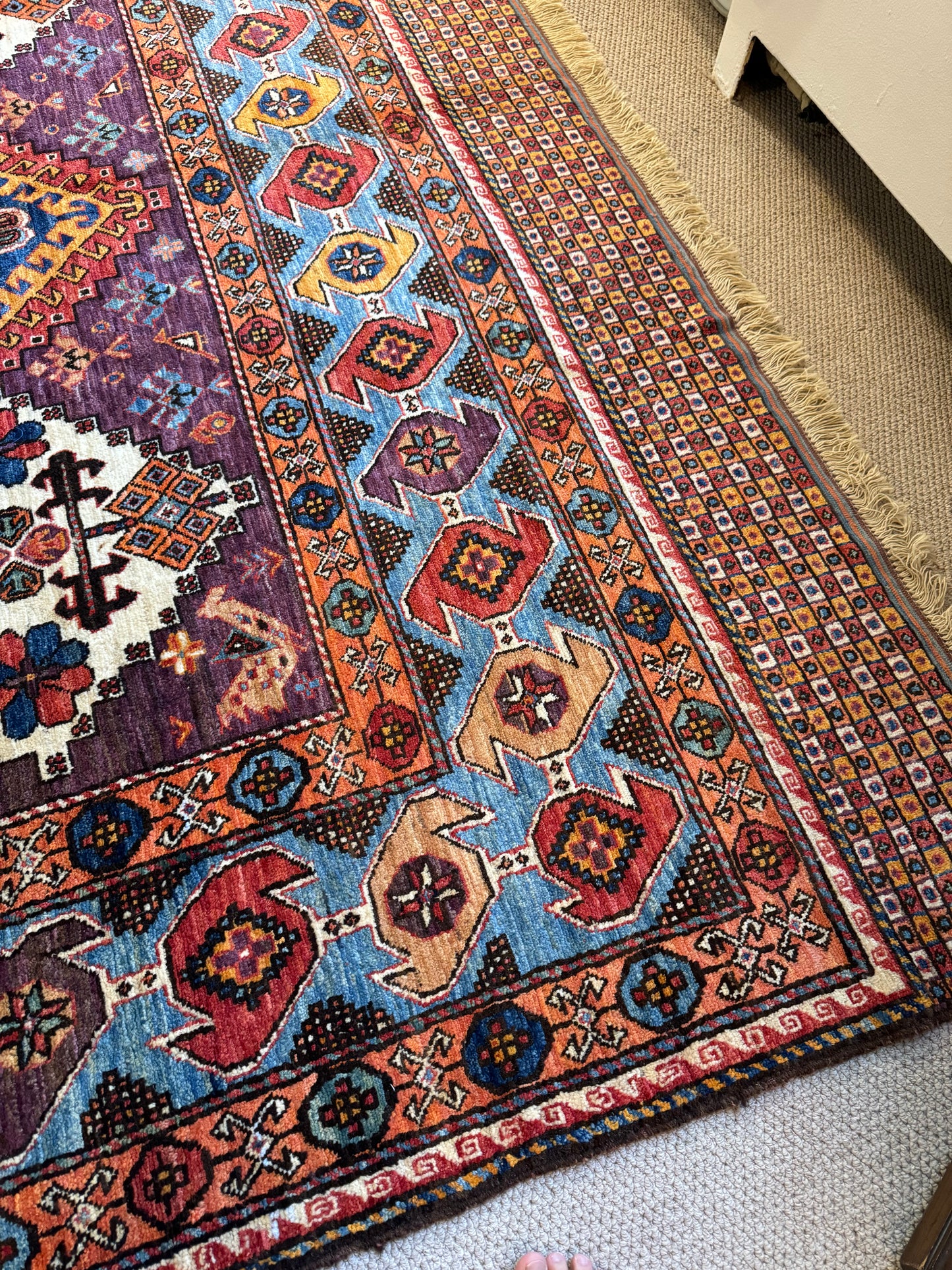 Magnificent 9x12.3 ft Sherazi Design Handmade Afghan Rug