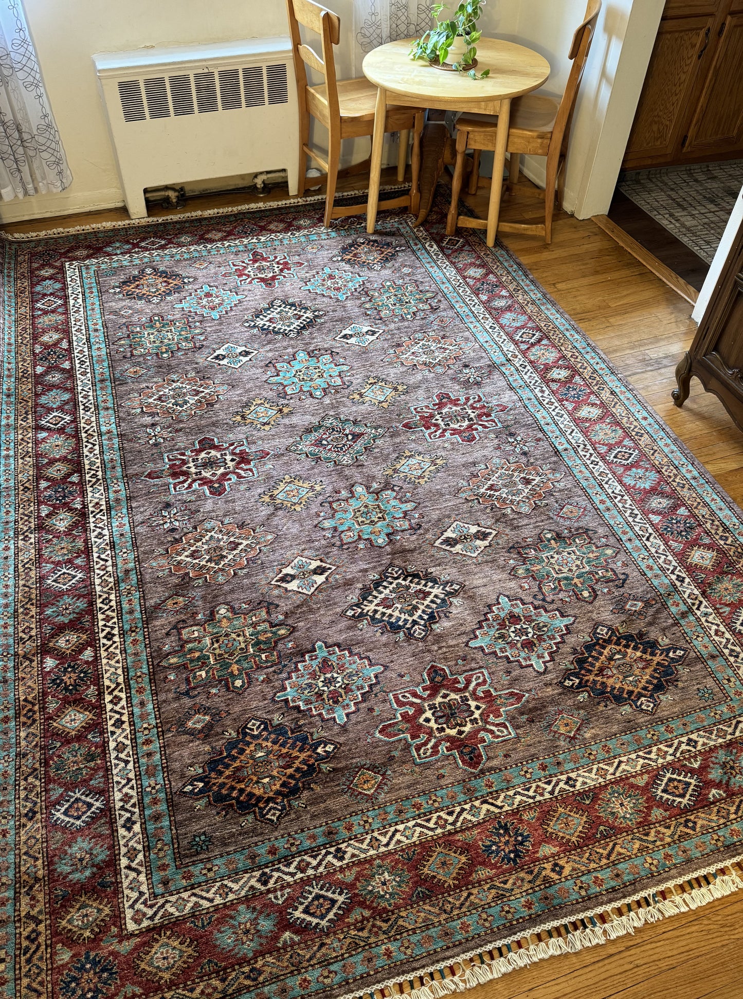 Silk Road Elegance - Hand-Knotted Qazaq Area Rug (10.5x7.2 ft)