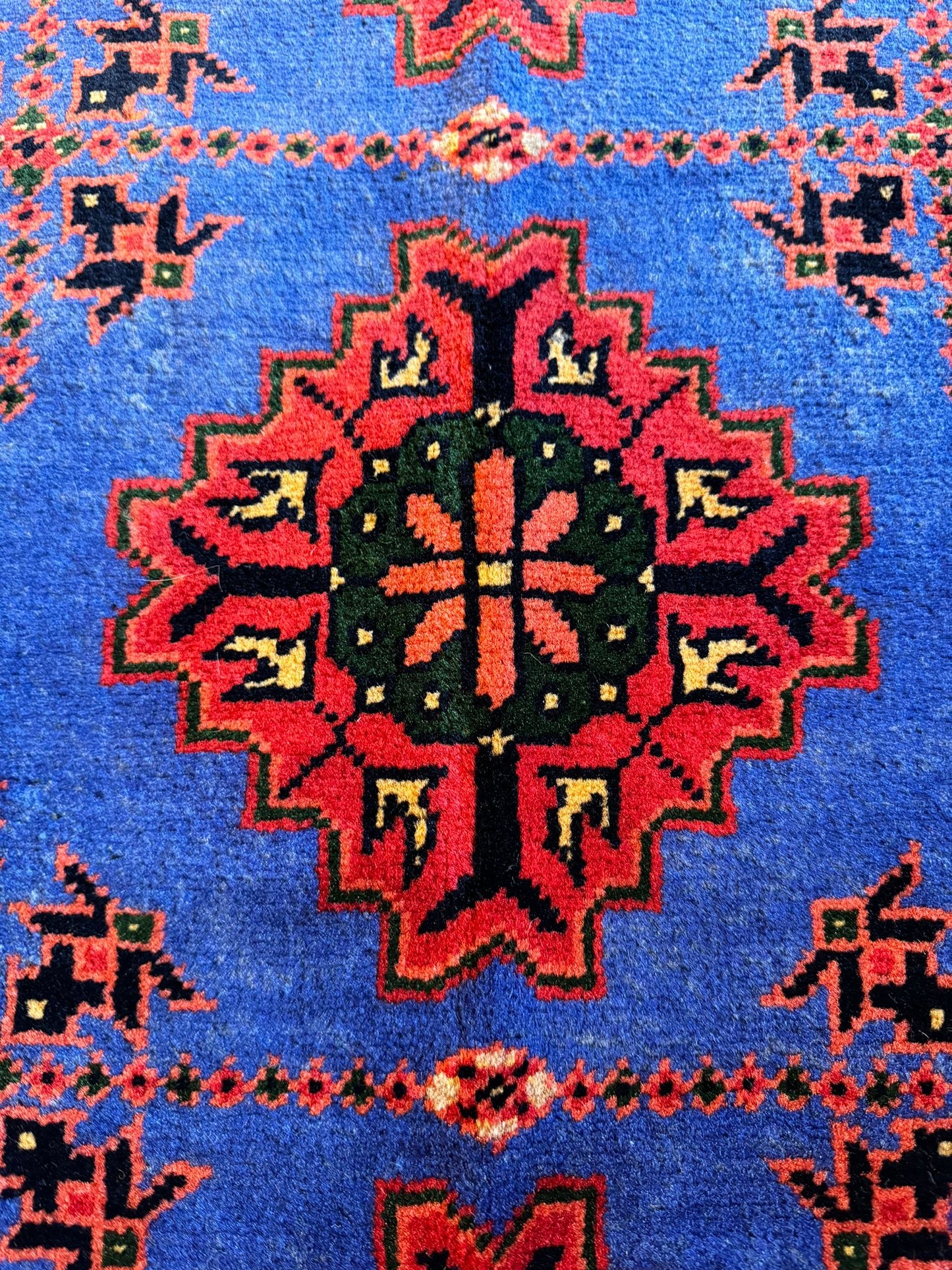 Handmade Yamoot Wool Rug 10x6.7ft - Traditional Mazar Sharif Artisan Carpet