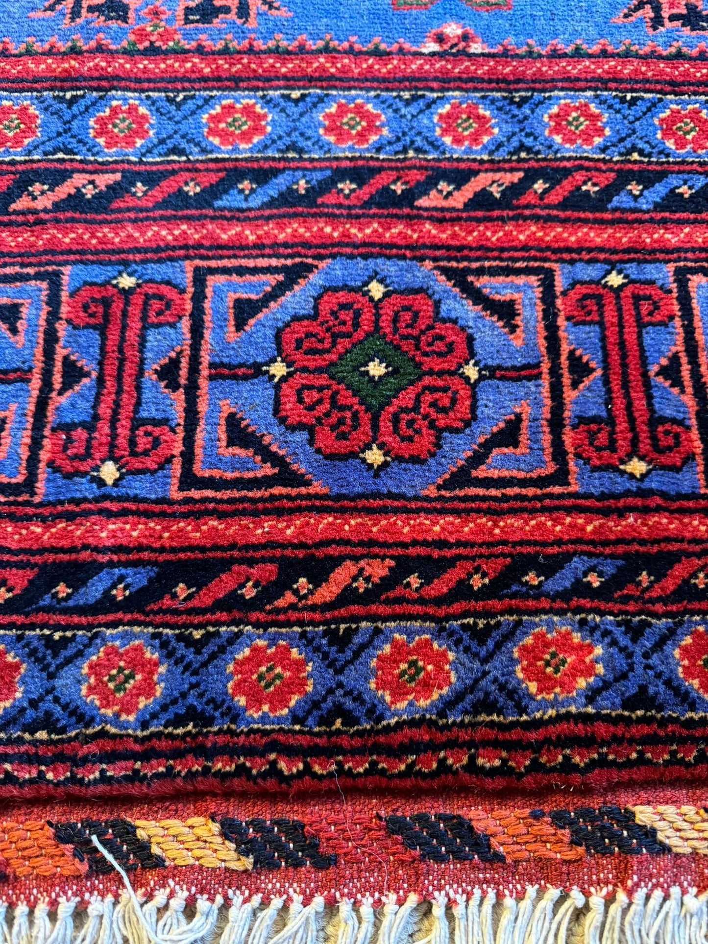 Handmade Yamoot Wool Rug 10x6.7ft - Traditional Mazar Sharif Artisan Carpet