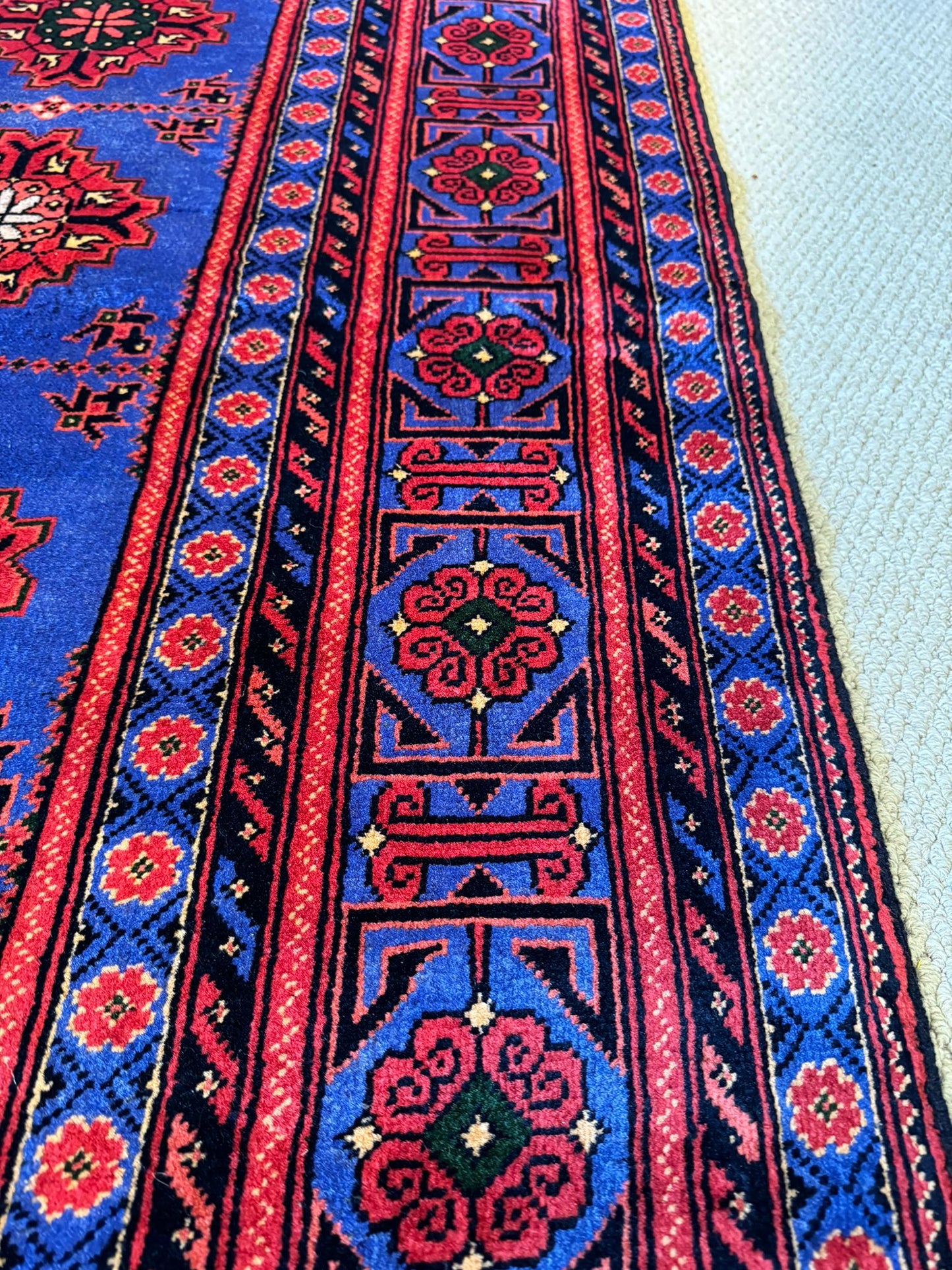 Handmade Yamoot Wool Rug 10x6.7ft - Traditional Mazar Sharif Artisan Carpet