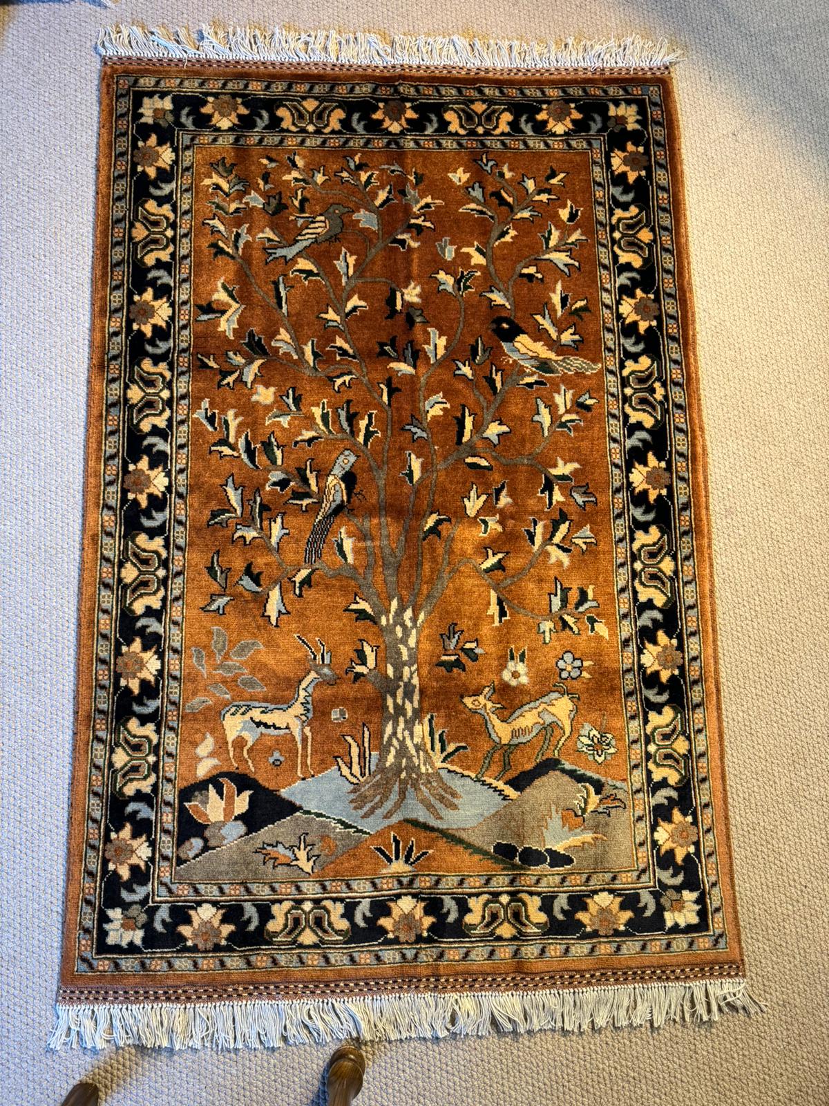 Hand-Knotted Tree of Life Rug (5 x 3.3 ft)